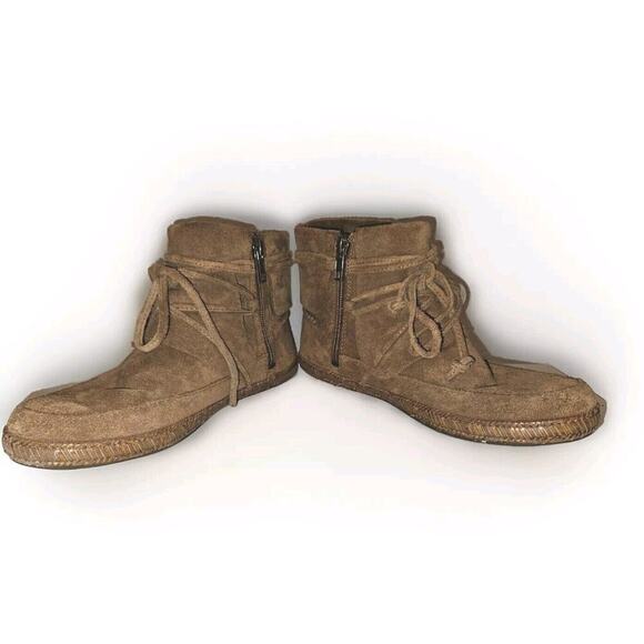 UGG Australia Reid Ankle Boot Tan Suede Bootie Moccasins Shoes Sz 7.5 - Picture 7 of 11
